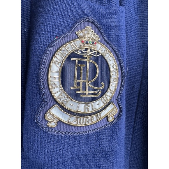 Lauren Ralph Lauren Knit Sweater Blazer 2X Gold Crest Buttons Preppy Academia - Picture 2 of 7